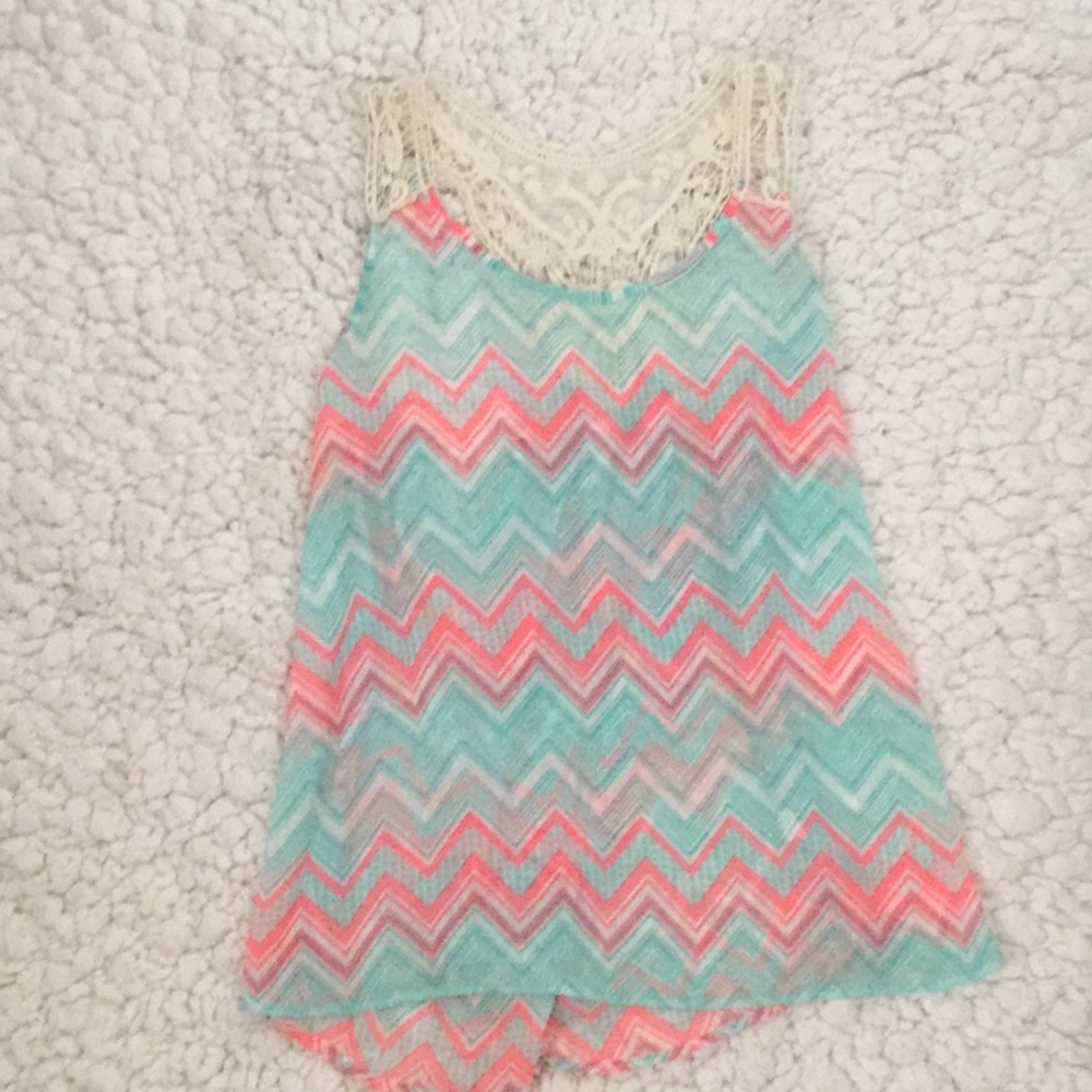 Blue and pink mesh shirt w/ tank (has padding)